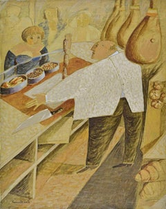 The Red Pencil Gallery Owner - Paint by Alberto Gallerati - 1970s