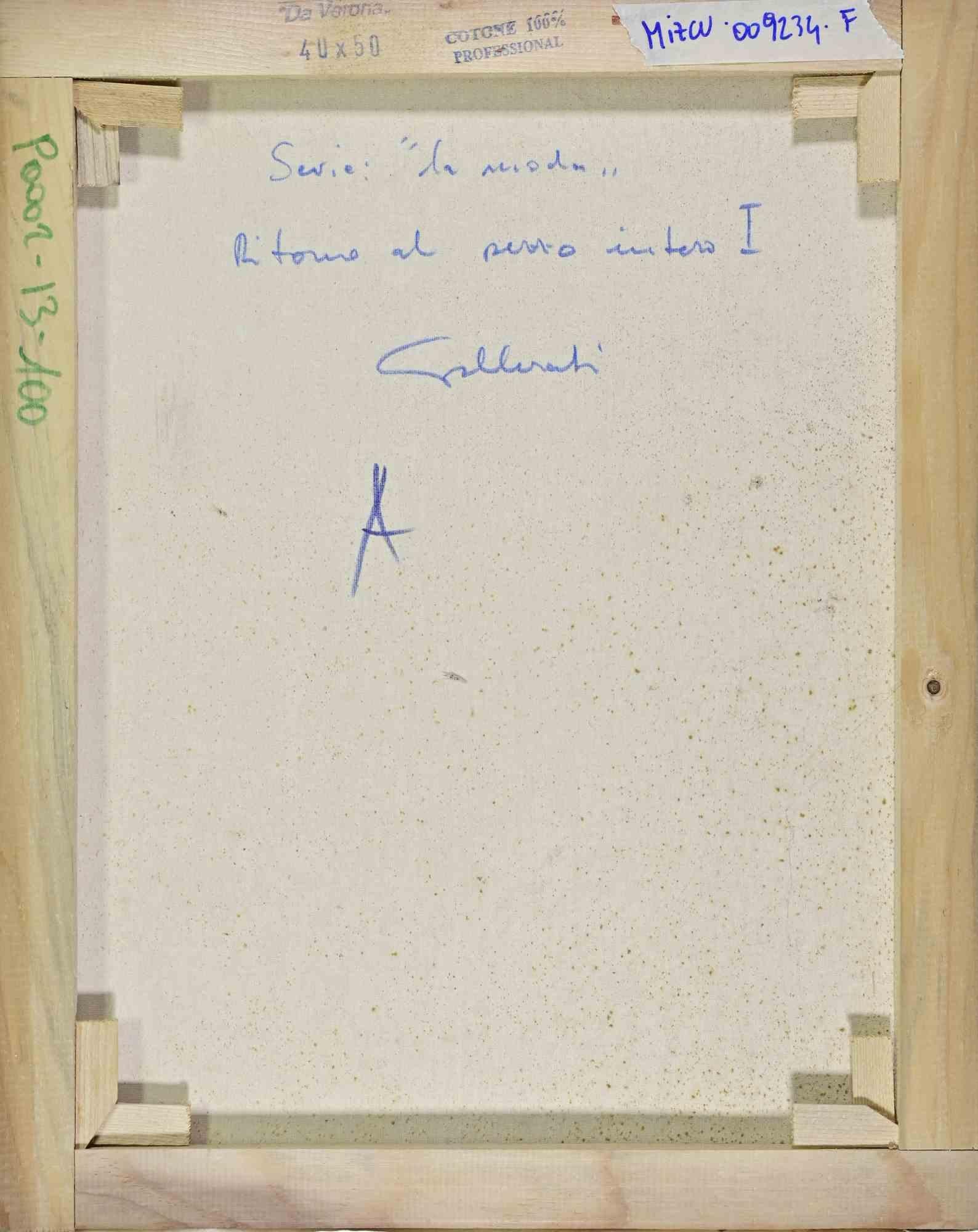 Die Rückkehr zum einteiligen Badeanzug - Gemälde von Alberto Gallerati - 1970er Jahre im Angebot 2