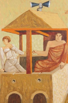 The Spouses Oil Painting, Contemporary Style, Signed, 1970s, Unframed