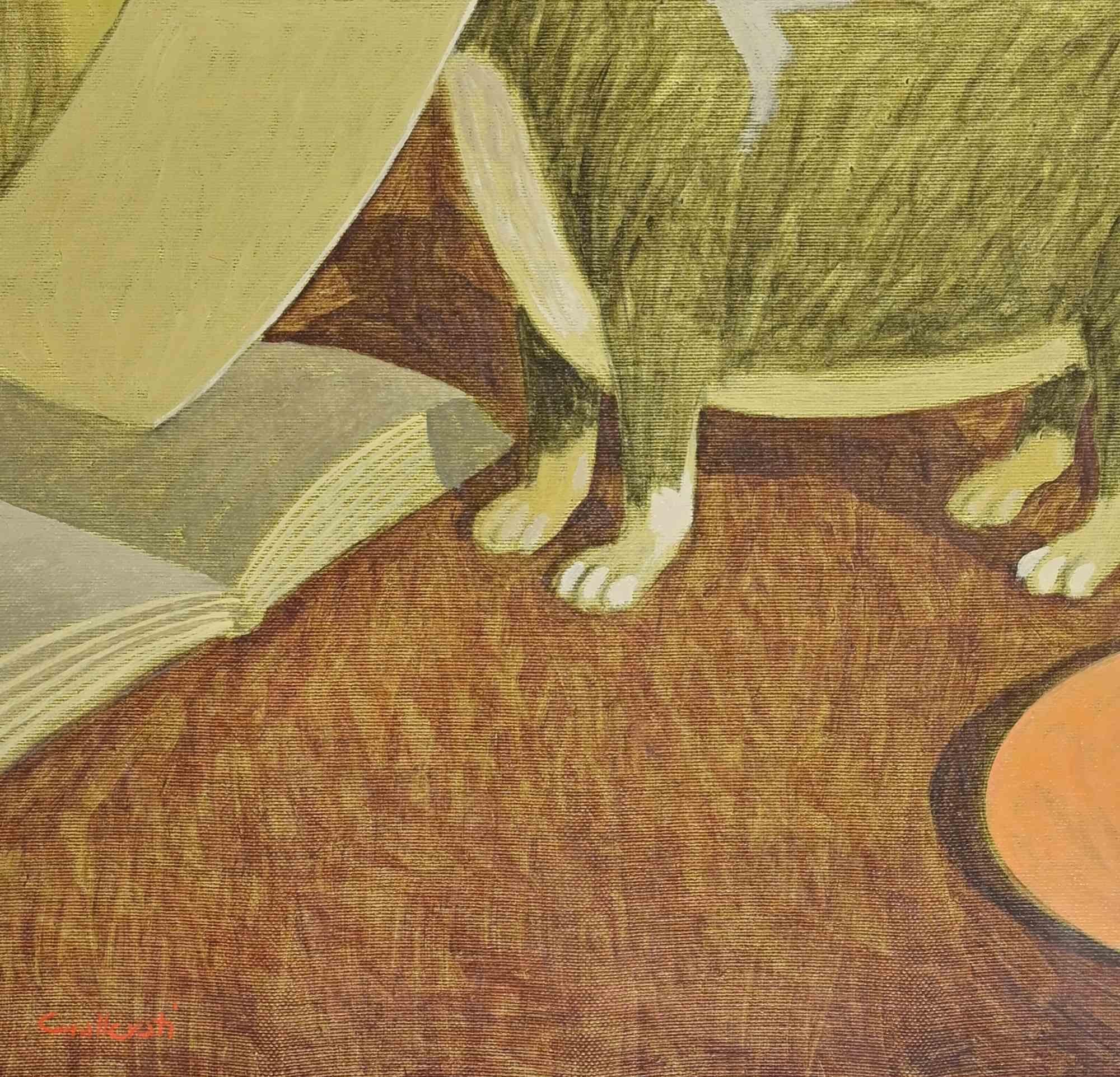 The Wise Little Dog - Paint by Alberto Gallerati - 1970s For Sale 1