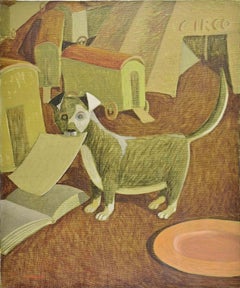 Il cagnolino saggio - Dipinto di Alberto Gallerati - Anni '70