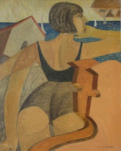 L'homme de bois - Peinture d'Alberto Gallerati - années 1970