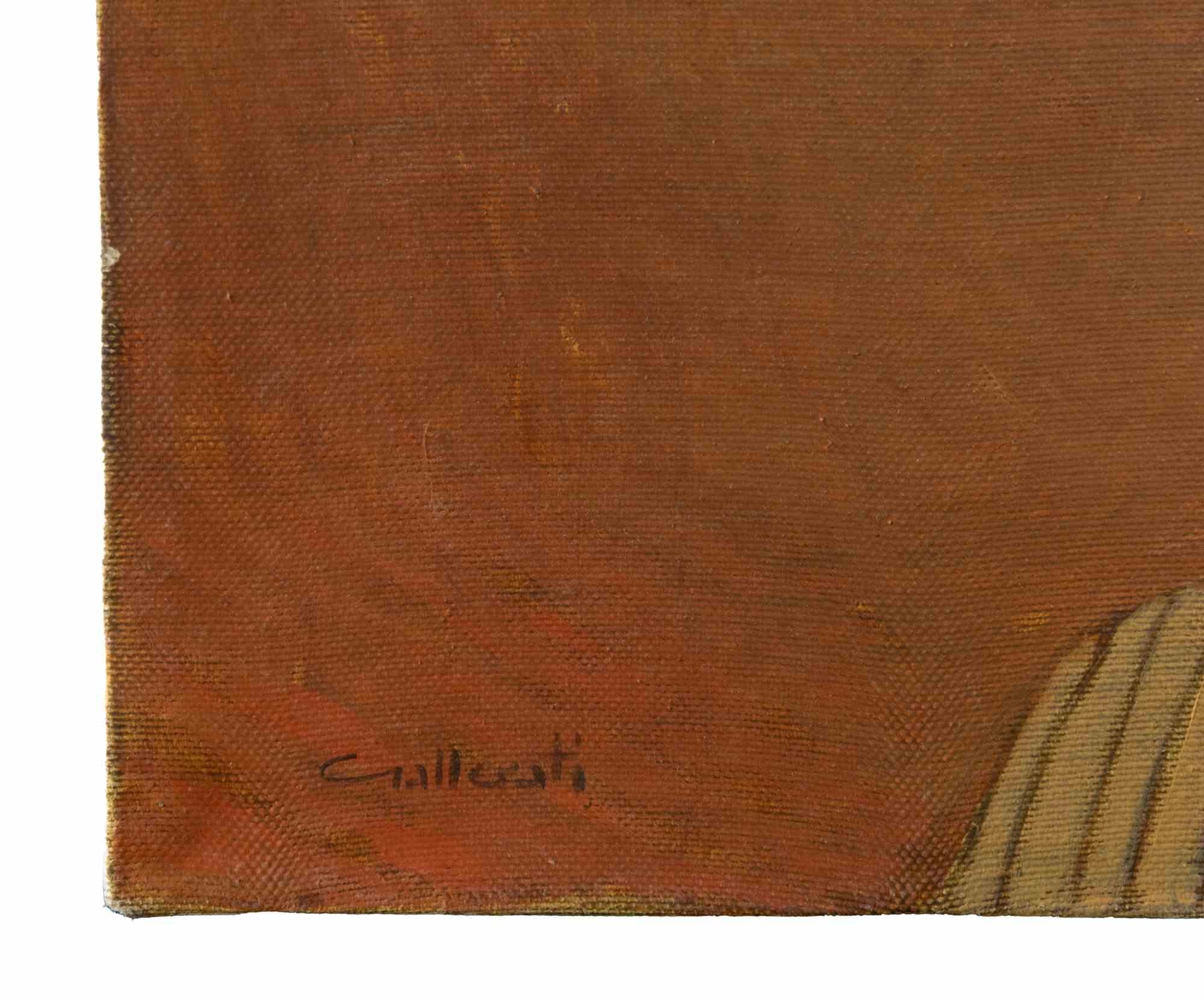 Theater in der Küche - Gemälde von Alberto Gallerati - 1970er Jahre im Angebot 2