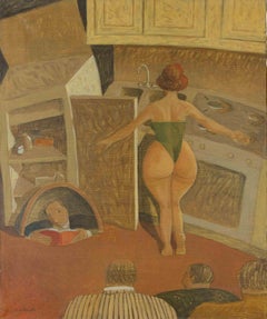 Teatro in cucina - Dipinto di Alberto Gallerati - Anni '70