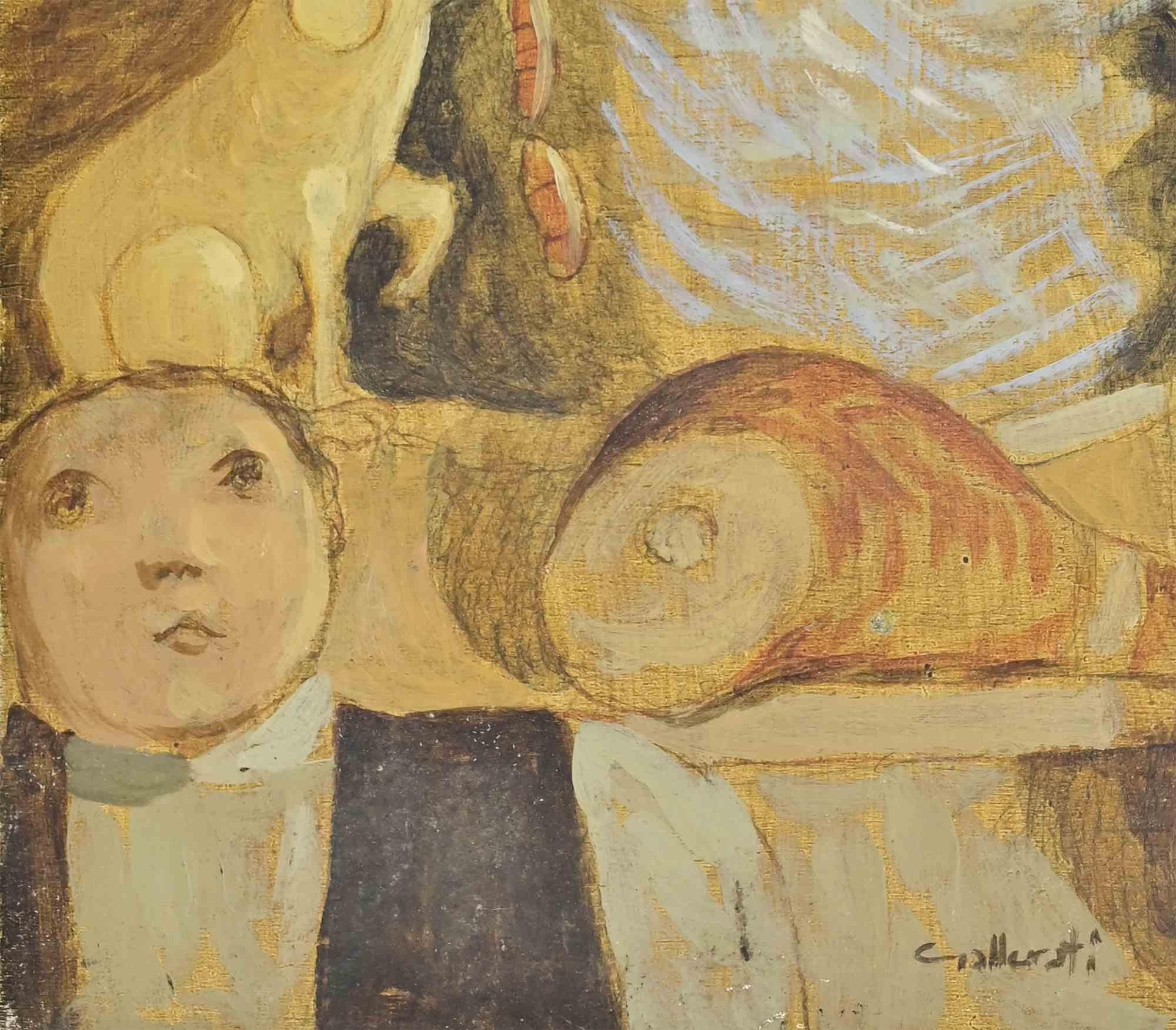 Nachdenken über Thil Ulenspiegel - Gemälde von Alberto Gallerati - 1970er Jahre im Angebot 2