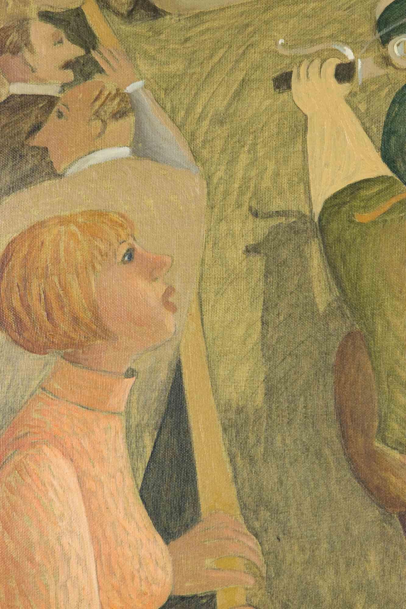 Nach vorne - Gemälde von Alberto Gallerati - 1970er Jahre im Angebot 1