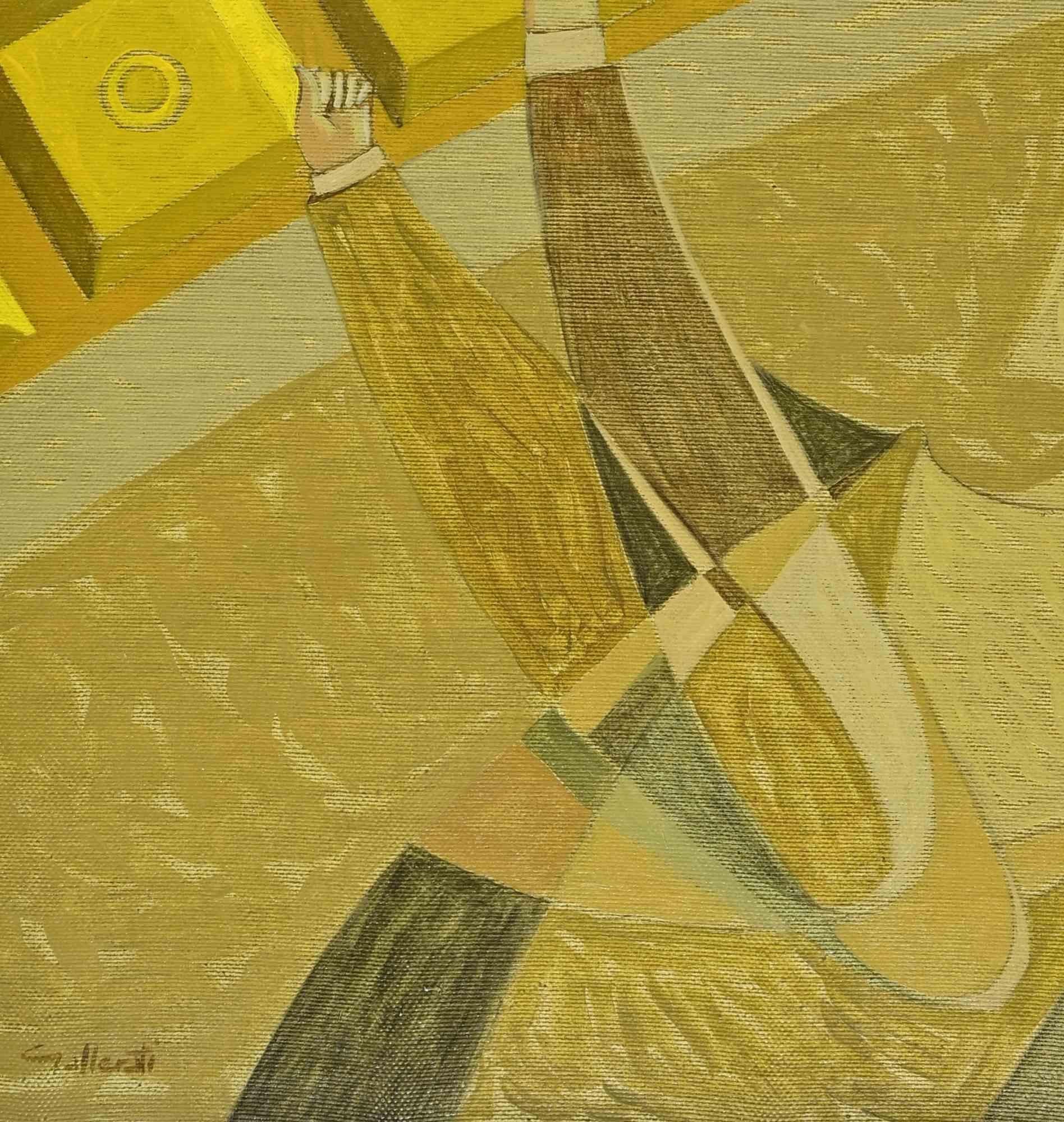 A quoi sert un plafond en or - Peinture d'Alberto Gallerati - années 1970 en vente 1
