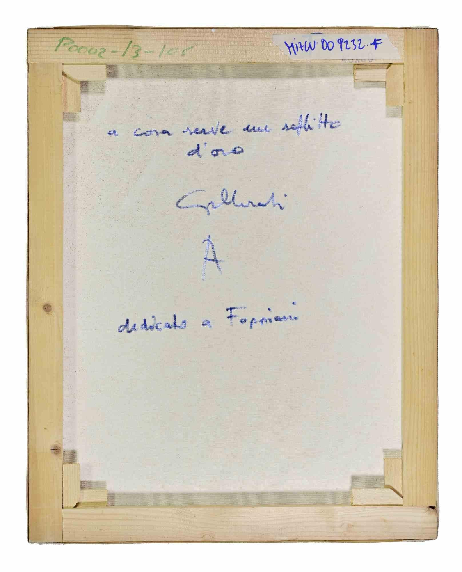 A quoi sert un plafond en or - Peinture d'Alberto Gallerati - années 1970 en vente 2