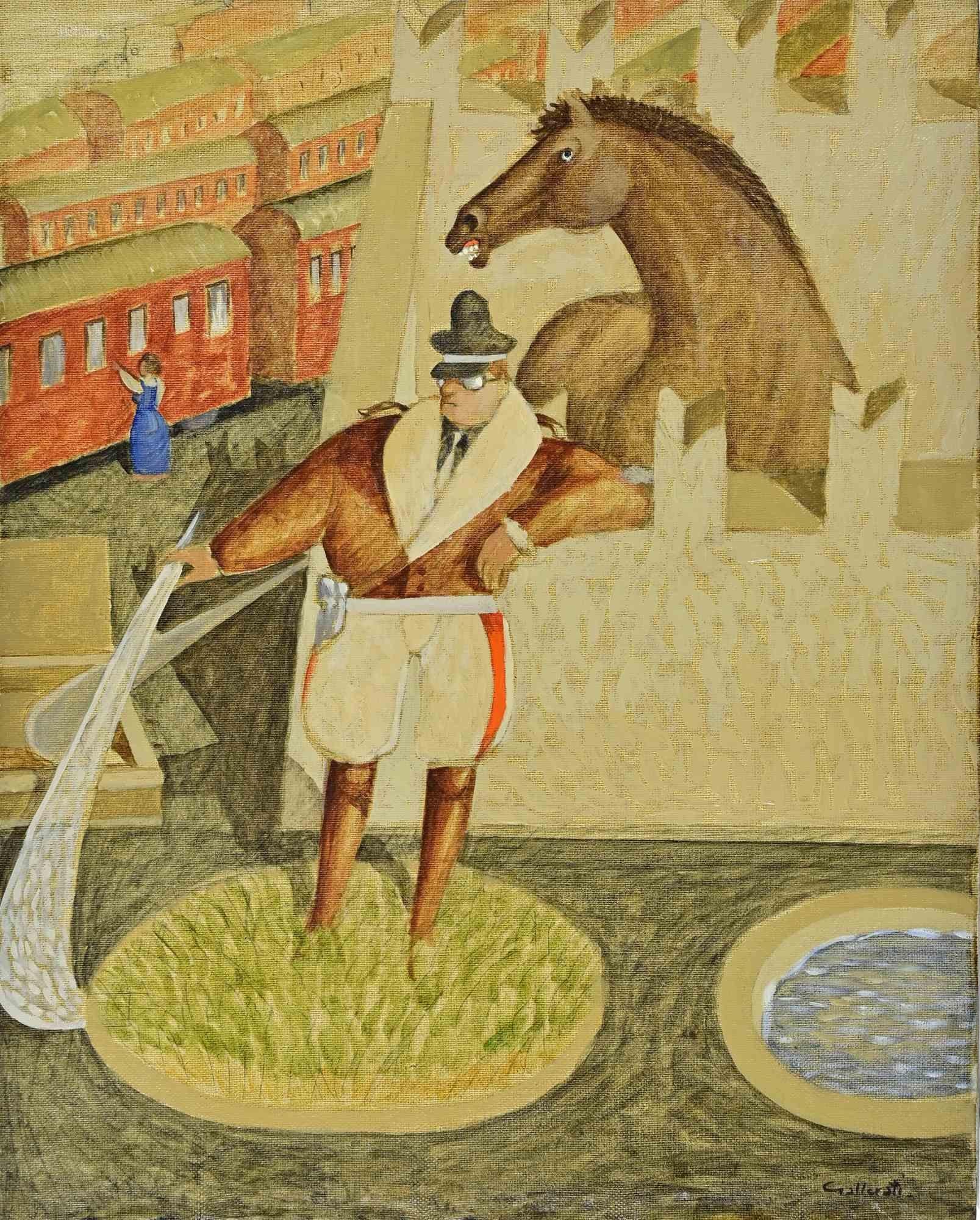 Beschlagnahme der Flügel - Gemälde von Alberto Gallerati - 1970er Jahre