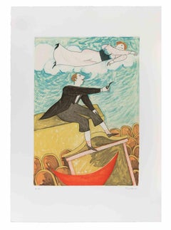 Inmersión en los sueños - Aguafuerte de Alberto Gallerati - Años 80