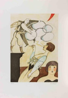 Les bulles de fumée - Gravure d'Alberto Gallerati - Années 1980