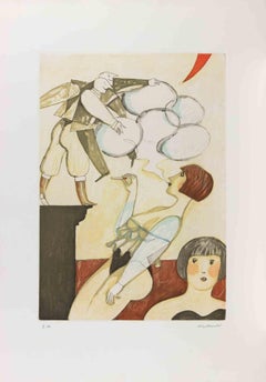 Les bulles de fumée - Gravure d'Alberto Gallerati - Années 1980
