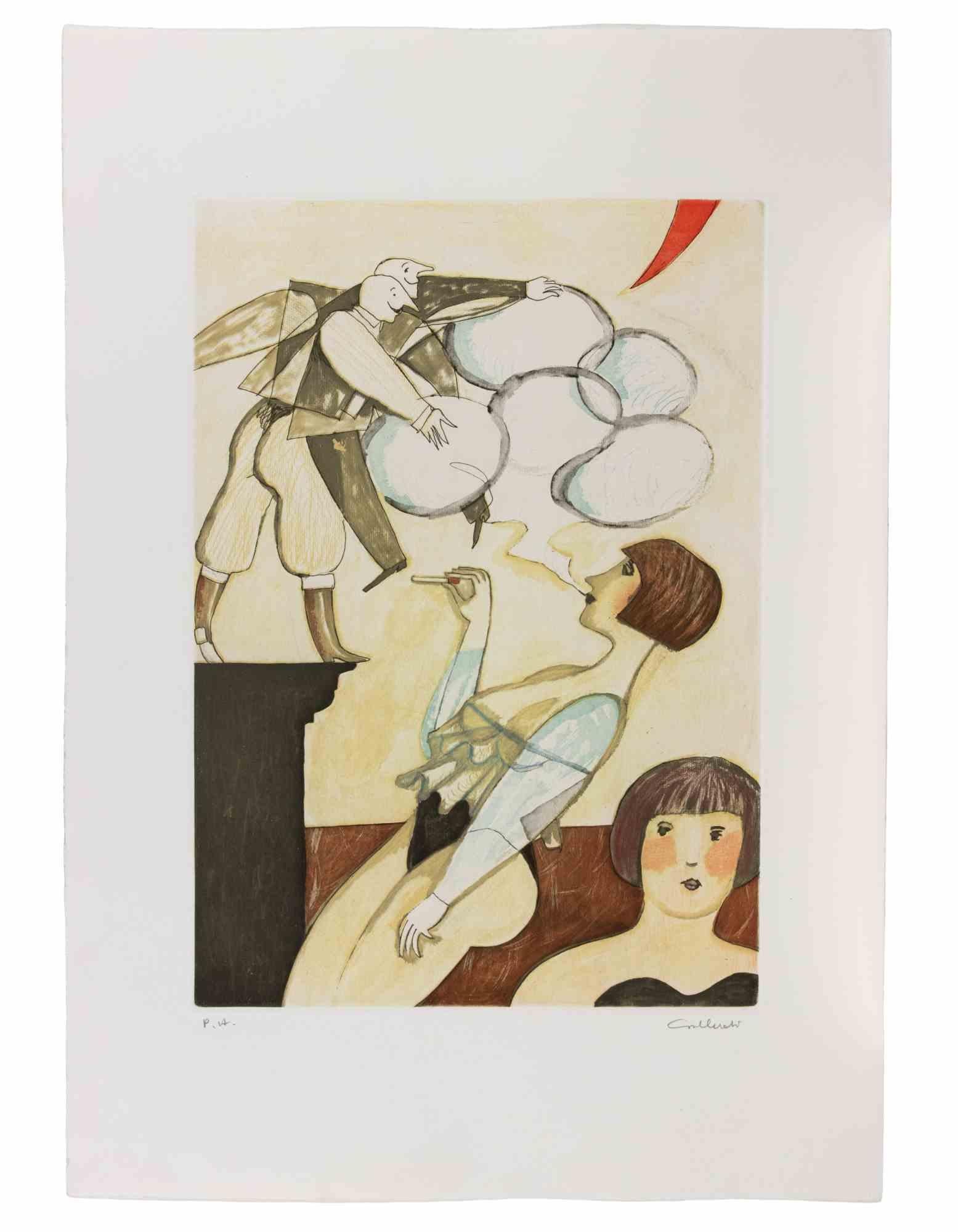 The Smoke Bubbles - Etching by Alberto Gallerati - 1980s