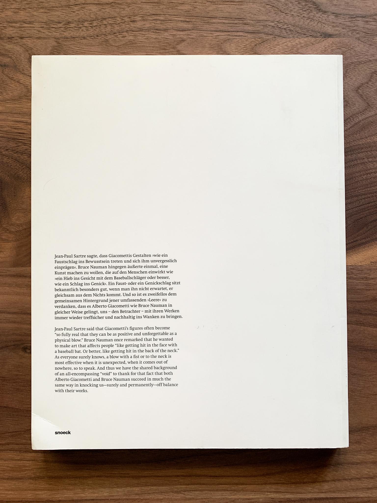 Alberto Giacometti and Bruce Nauman Exhibition Catalogue For Sale 4