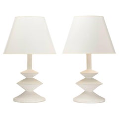 Alberto Giacometti and Jean Michel Frank style pair of plaster lamps France 1970