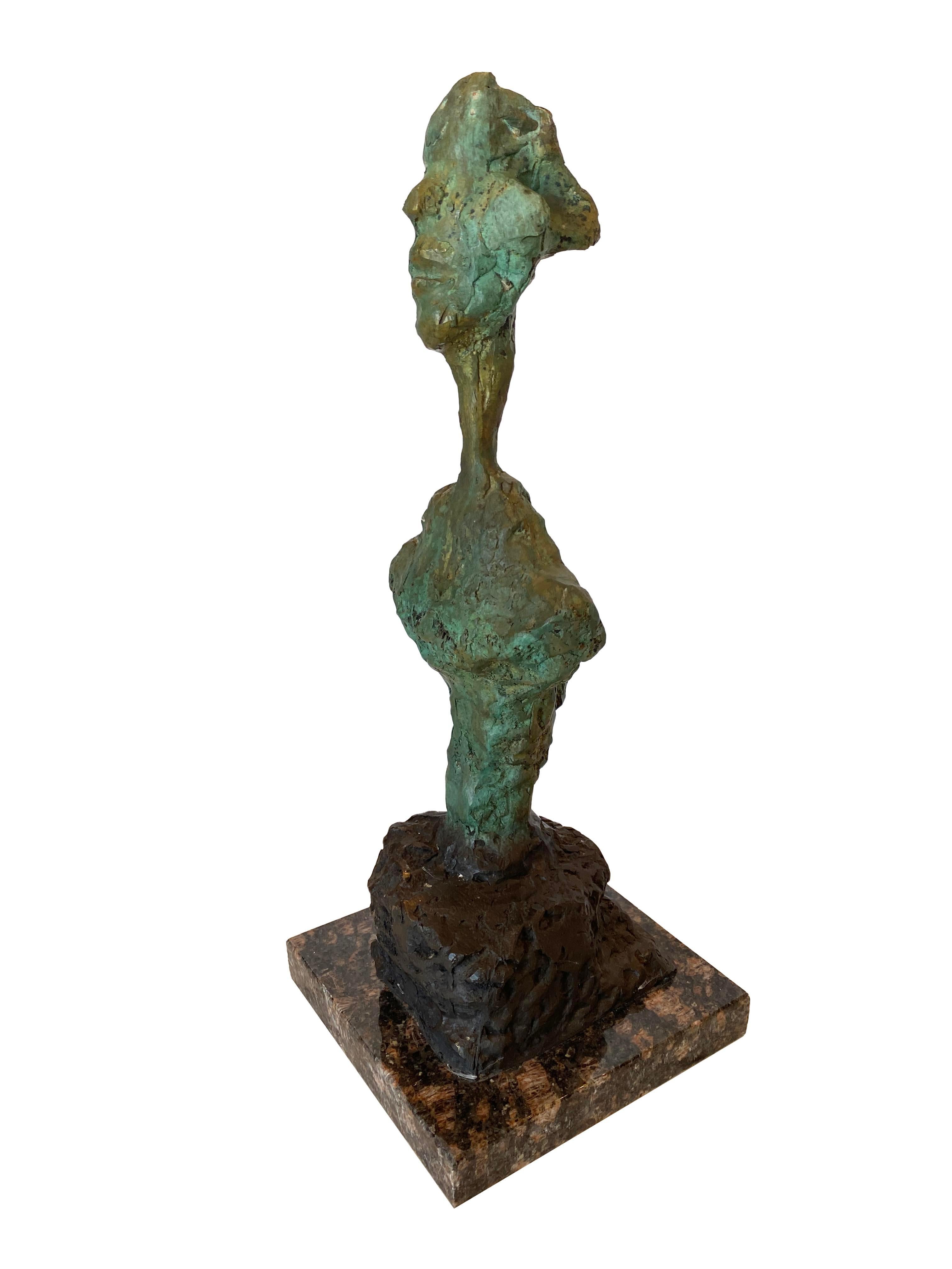 Alberto Giacometti Bronze Bust Sculpture on a Stone Base In Good Condition In Scottsdale, AZ