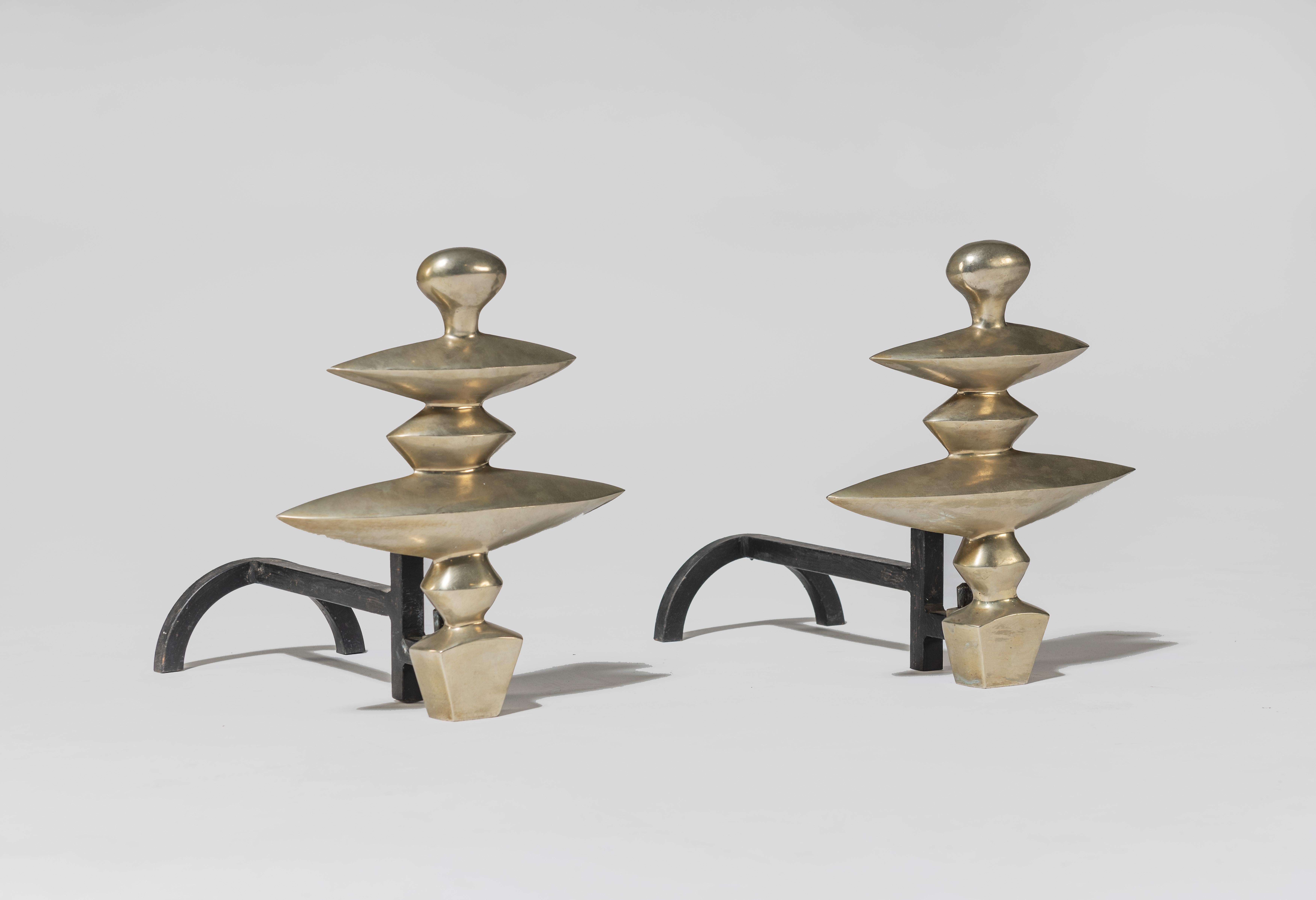 Alberto Giacometti Excalibur Bronze Andirons For Sale 1