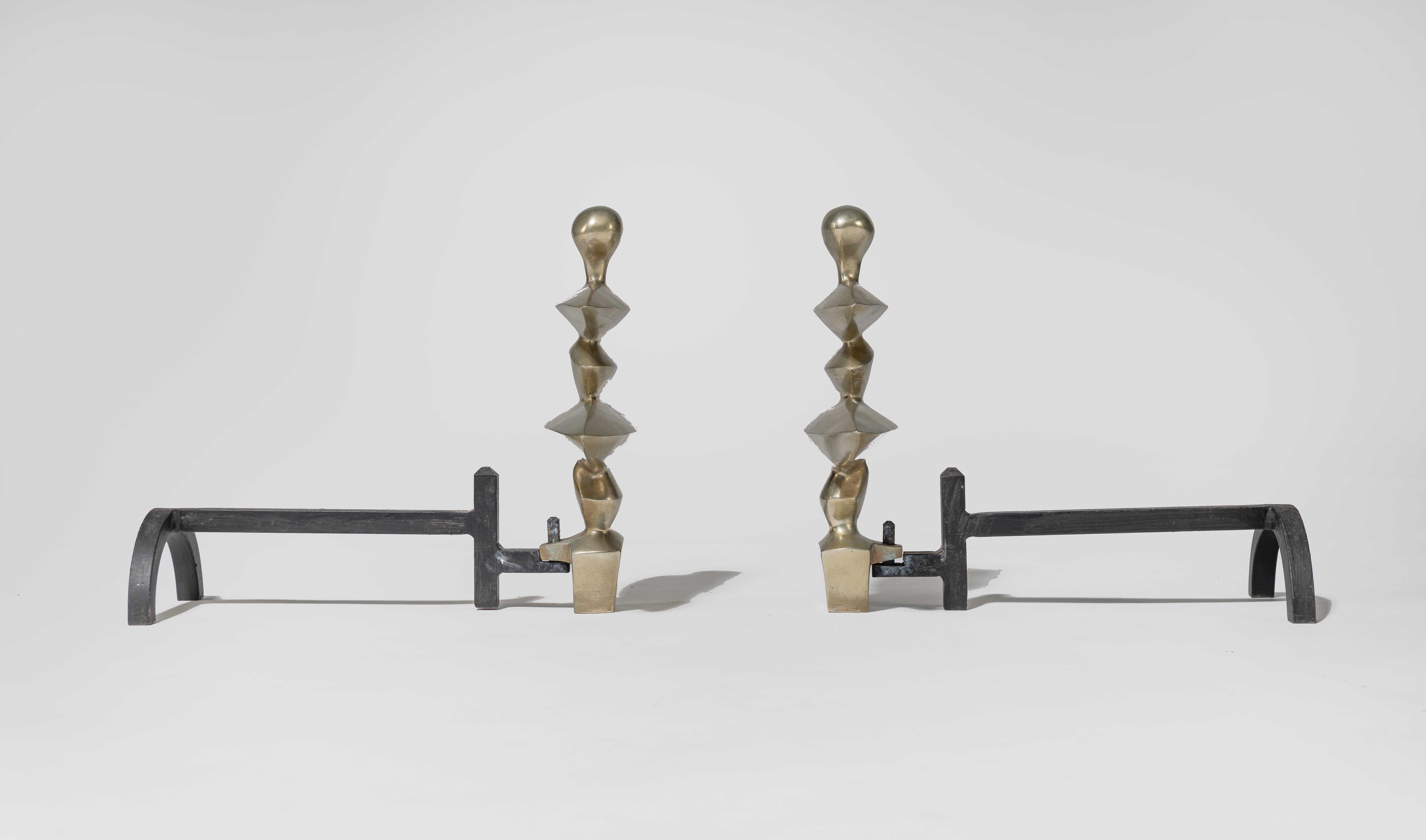 Alberto Giacometti Excalibur Bronze Andirons For Sale 3