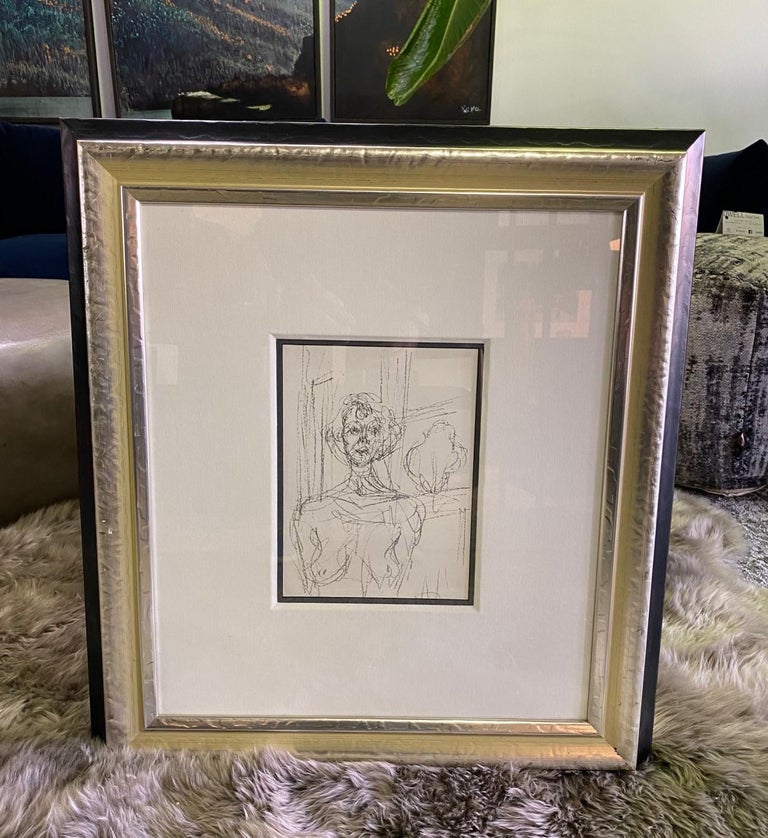 A wonderful sketched lithograph by famed Swiss artists/sculptor Alberto Giacometti. 

The lithograph was printed in Paris by Mourlot Freres in 1964 and was issued in an edition of 2000 on Arches wove paper. The work features his wife Annette who