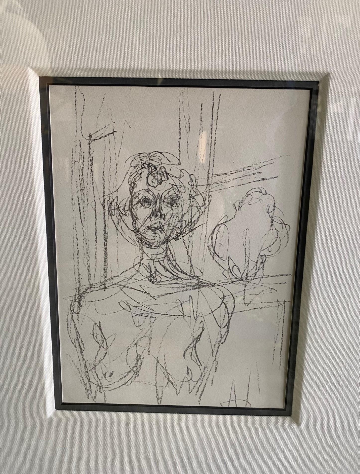 Mid-20th Century Alberto Giacometti Framed Black and White Limited Lithograph 