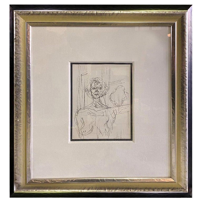 Alberto Giacometti Framed Black and White Limited Lithograph "Annette", 1964 For Sale