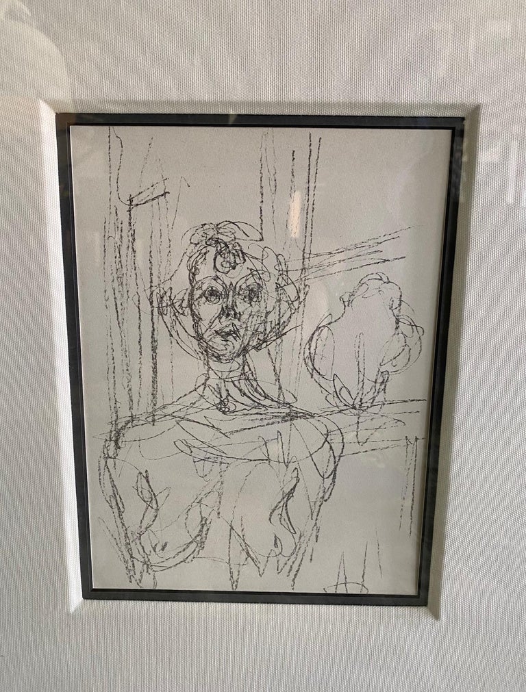 Paper Alberto Giacometti Framed Black and White Limited Lithograph 