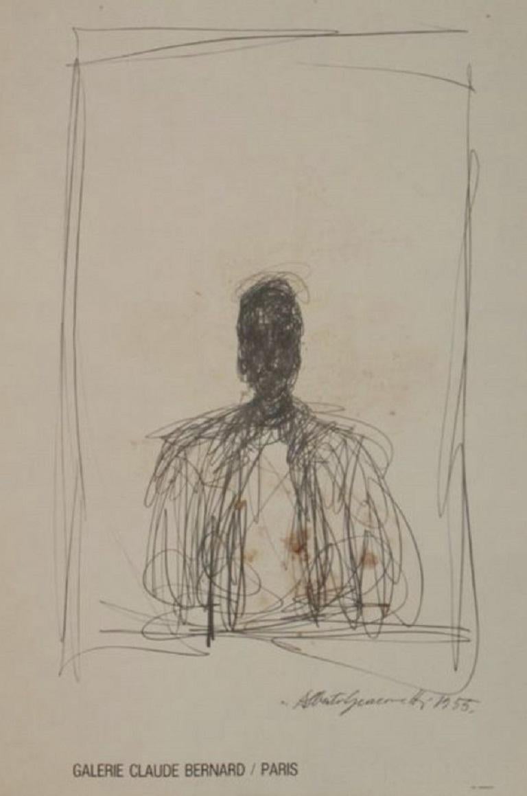 Alberto Giacometti Galerie Claude Bernard Original Vintage Poster In Good Condition In Melbourne, Victoria