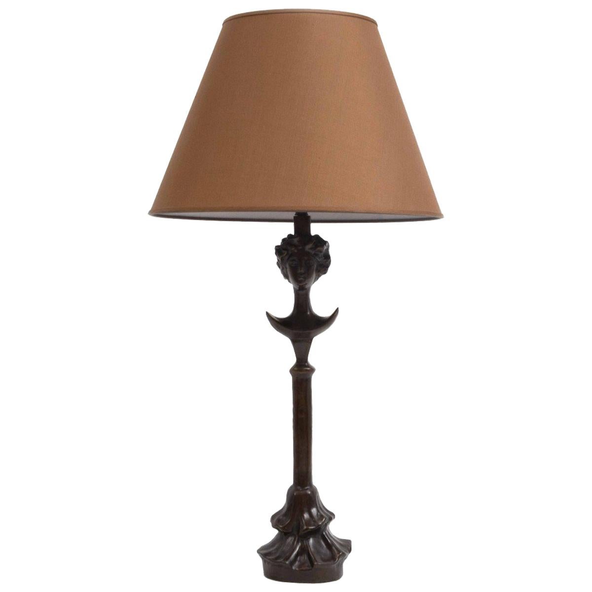 Alberto Giacometti "La Tete De Feme" Bronze Table Lamp