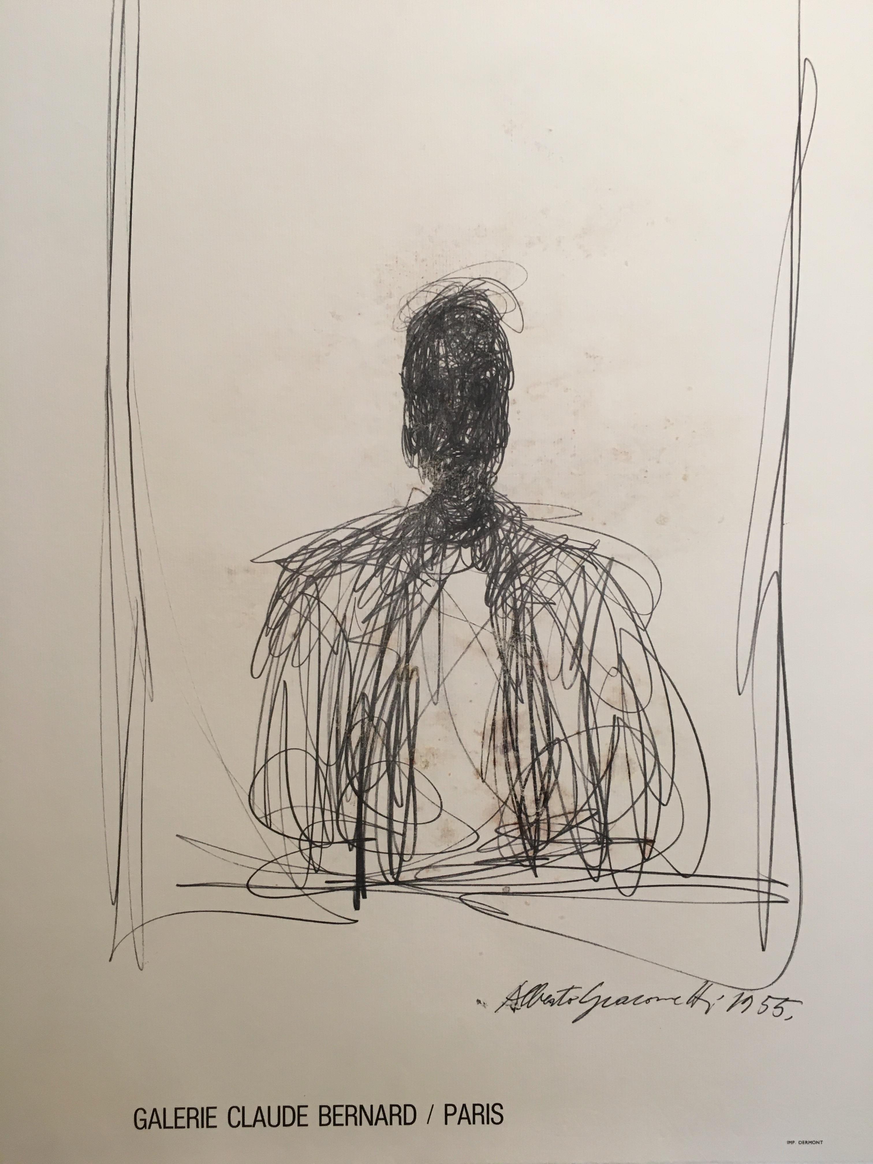 Galère originale d'Alberto Giacometti et affiche d'exposition:: Galerie Claude Bernard

Alberto Giacometti est surtout connu pour ses représentations allongées et flétries de la forme humaine:: notamment sa sculpture de 1960:: l'homme qui marche.
