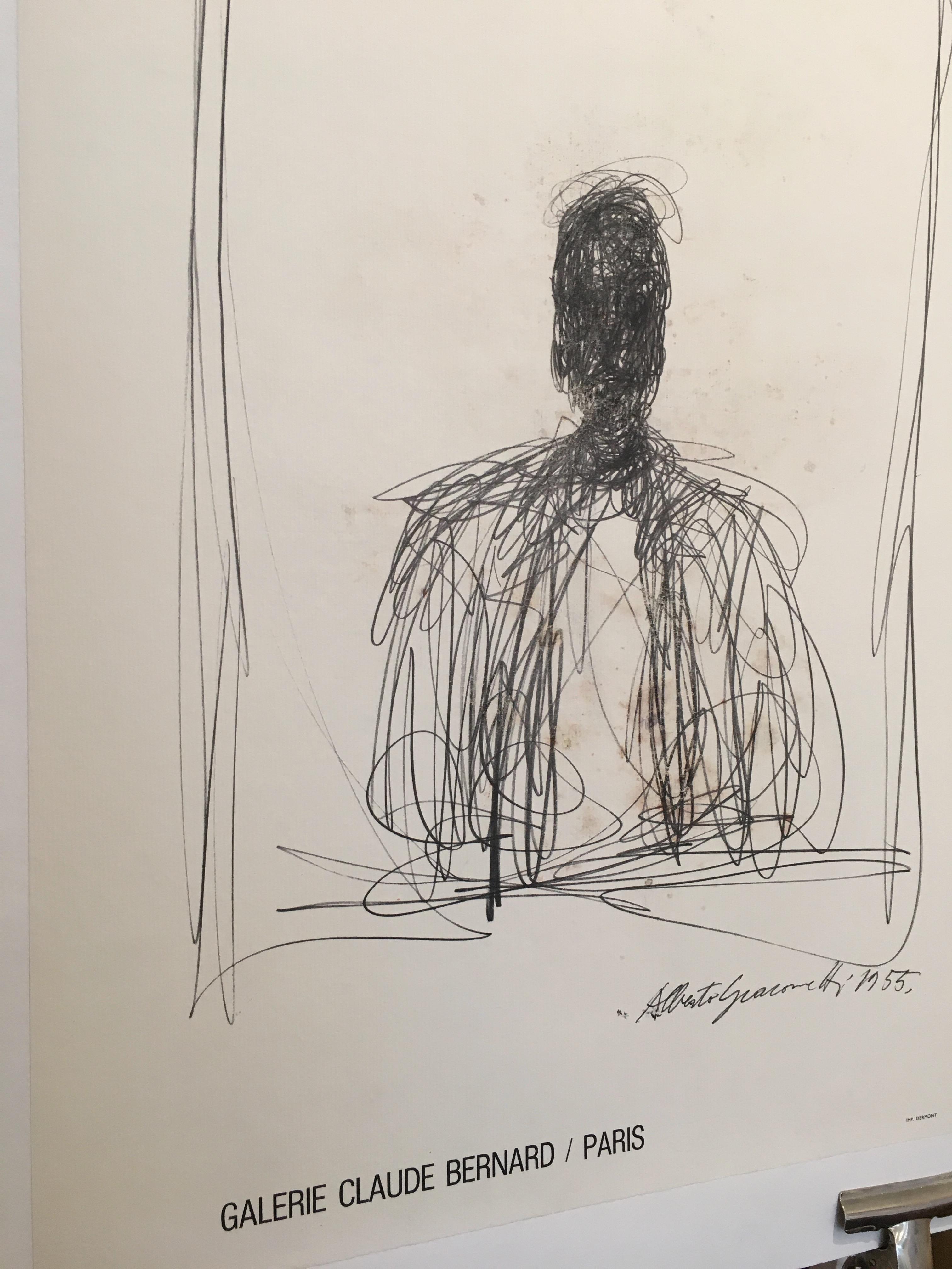Style international Alberto Giacometti Galère originale et affiche d'exposition:: Galerie Claude Bernard