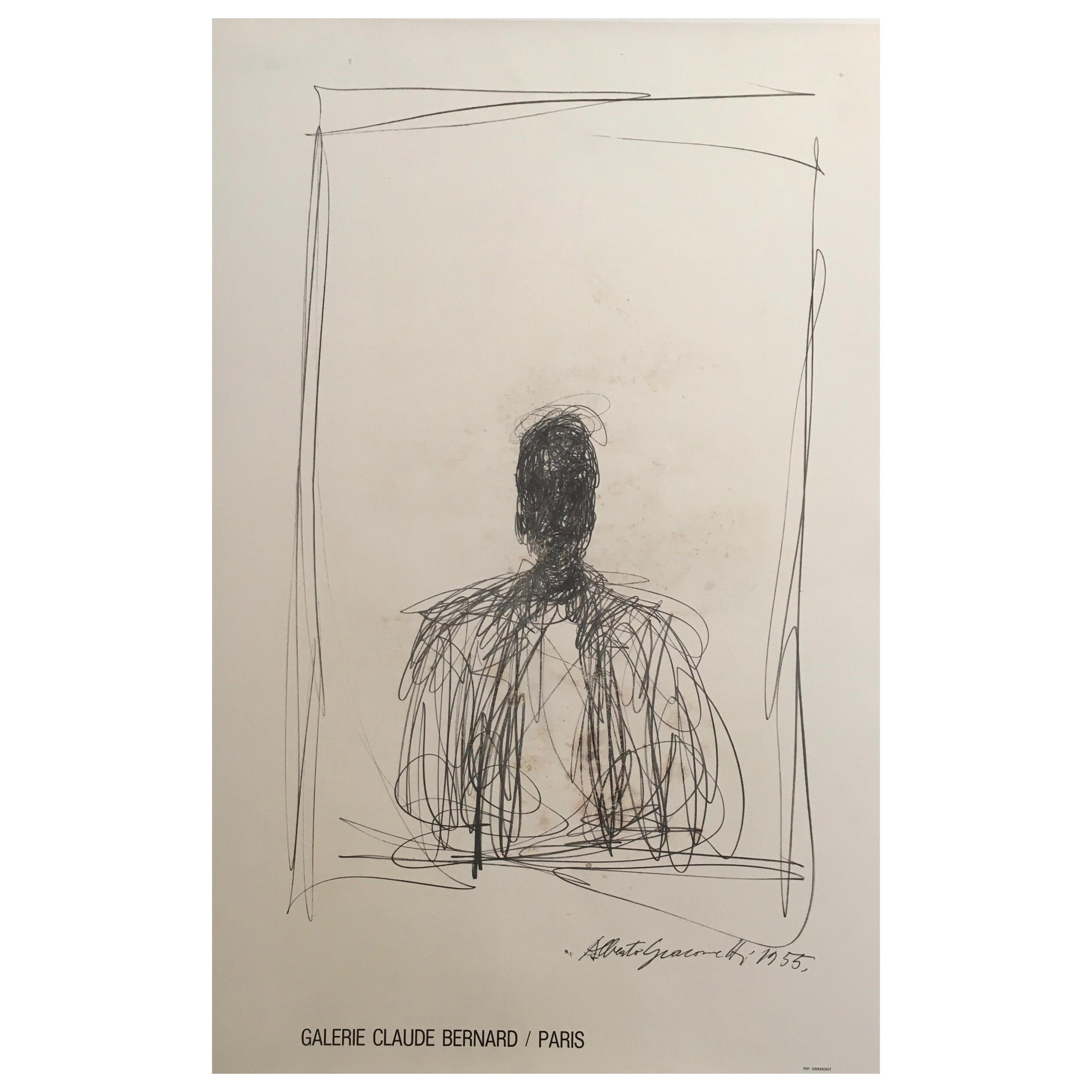 Alberto Giacometti Galère originale et affiche d'exposition:: Galerie Claude Bernard