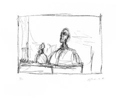Lithographie offset française « Buste » d'Alberto Giacometti en noir et blanc, 1995