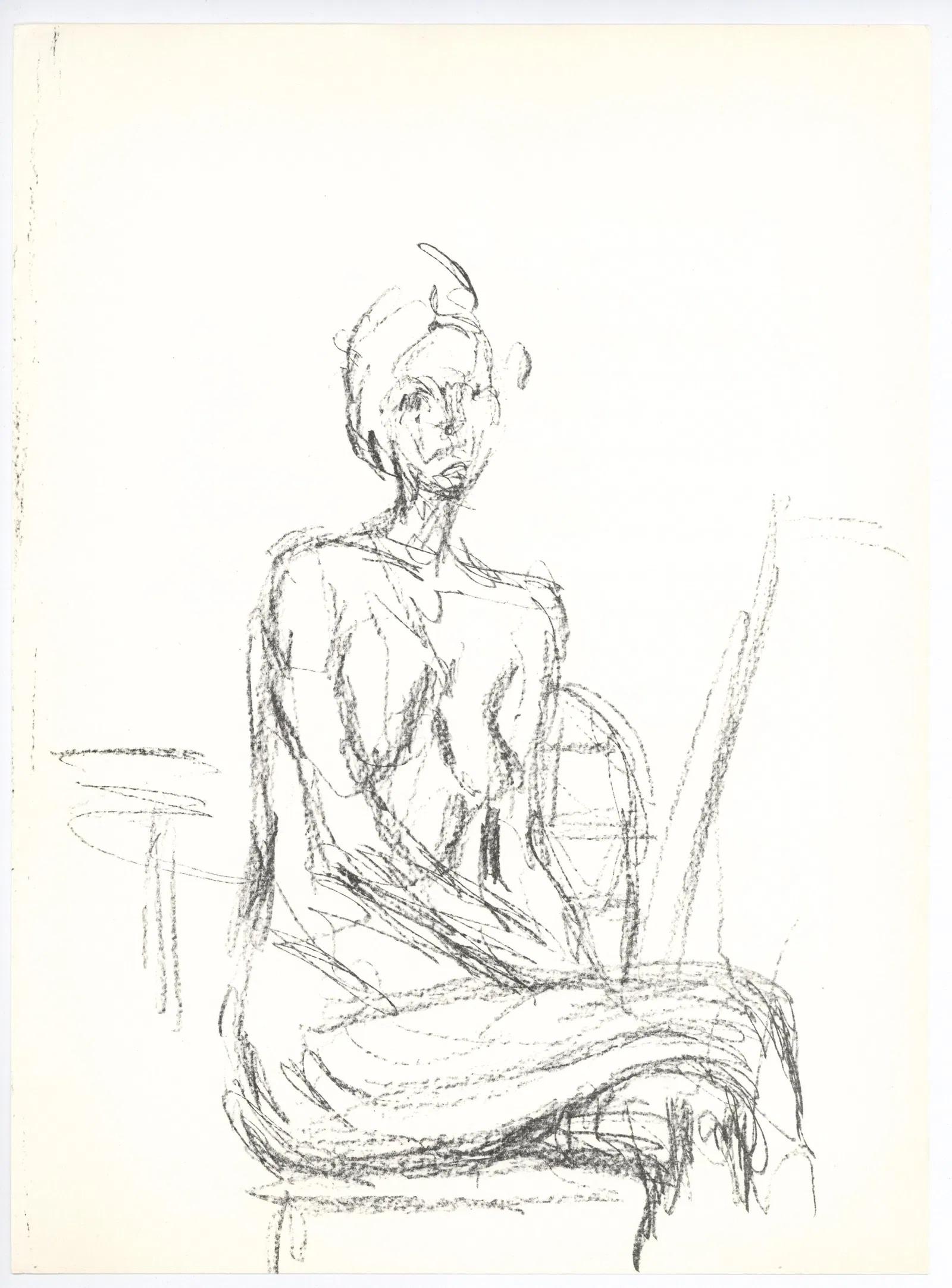 Artist: Alberto Giacometti
Title: 'Nu Assis'
Year: 1961
Medium: Original Lithograph on vélin paper
Dimensions: 15in. by 11in.
Edition: From the rare limited edition
Reference : Lust, 148-161
Published by Maeght editeur, Paris
Suite: Derriere le