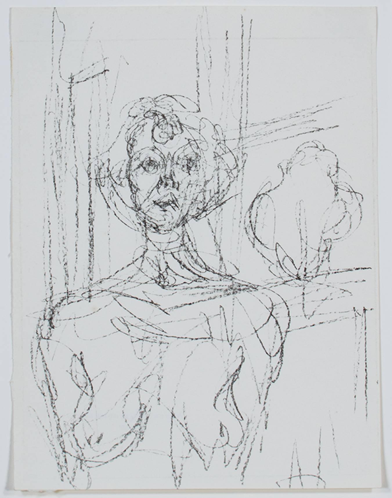 "Annette" is an original black and white lithograph by Alberto Giacometti. It depicts the bust of a nude woman in scratchy lines. Annette was Alberto's wife and frequently modeled for his sculptures and drawings. 

10" x 7 1/4" art
21 1/4" x 18 5/8"