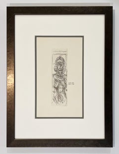 Alberto Giacometti Etching, 1956, Annette Facing Front