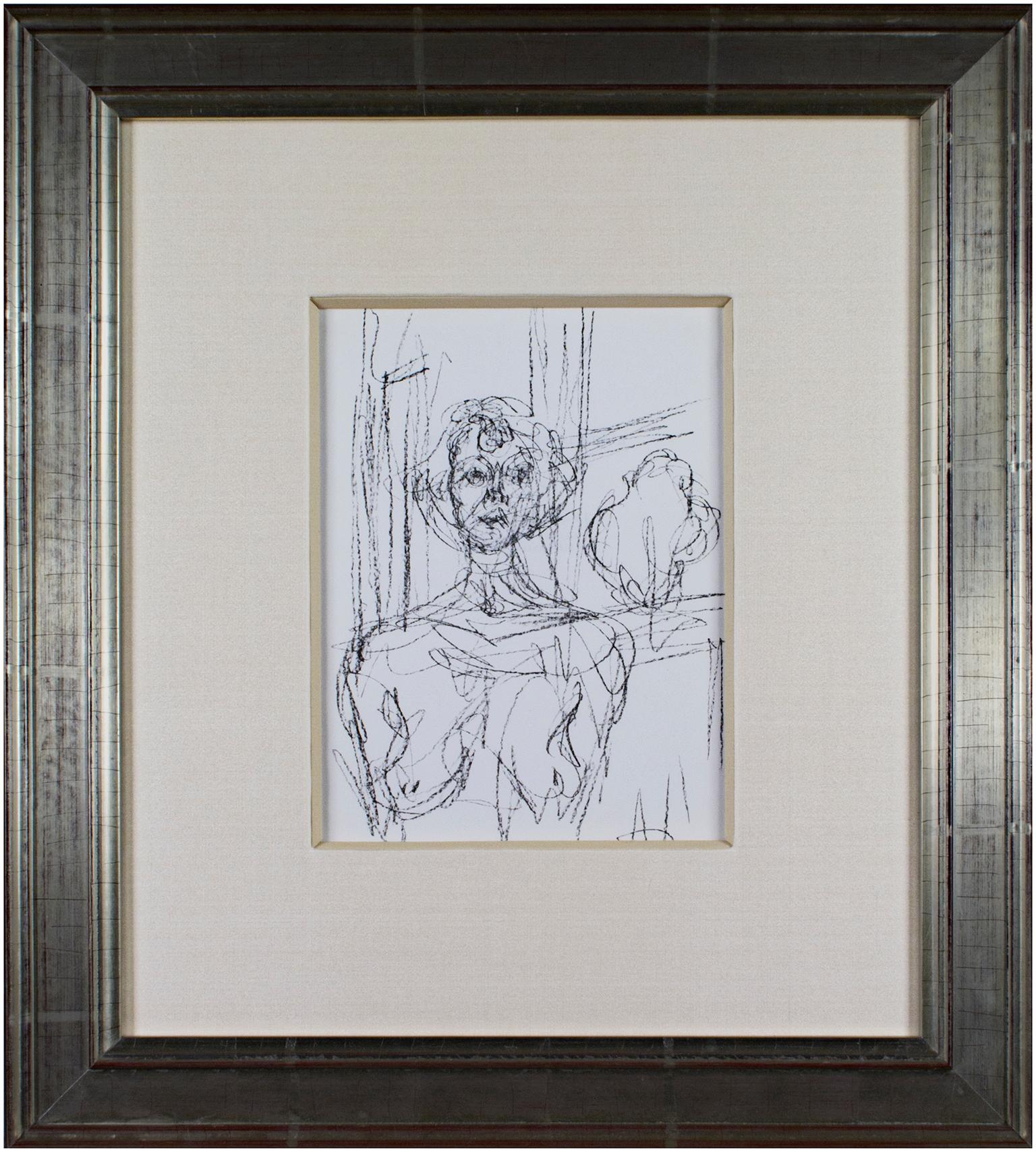 "Annette" is an original black and white lithograph by Alberto Giacometti. It features the nude torso of a woman in an interior. 

lithograph in black on Rives wove paper
10" x 7 1/2" art
20 1/2" x 18" frame
unsigned
from the edition of