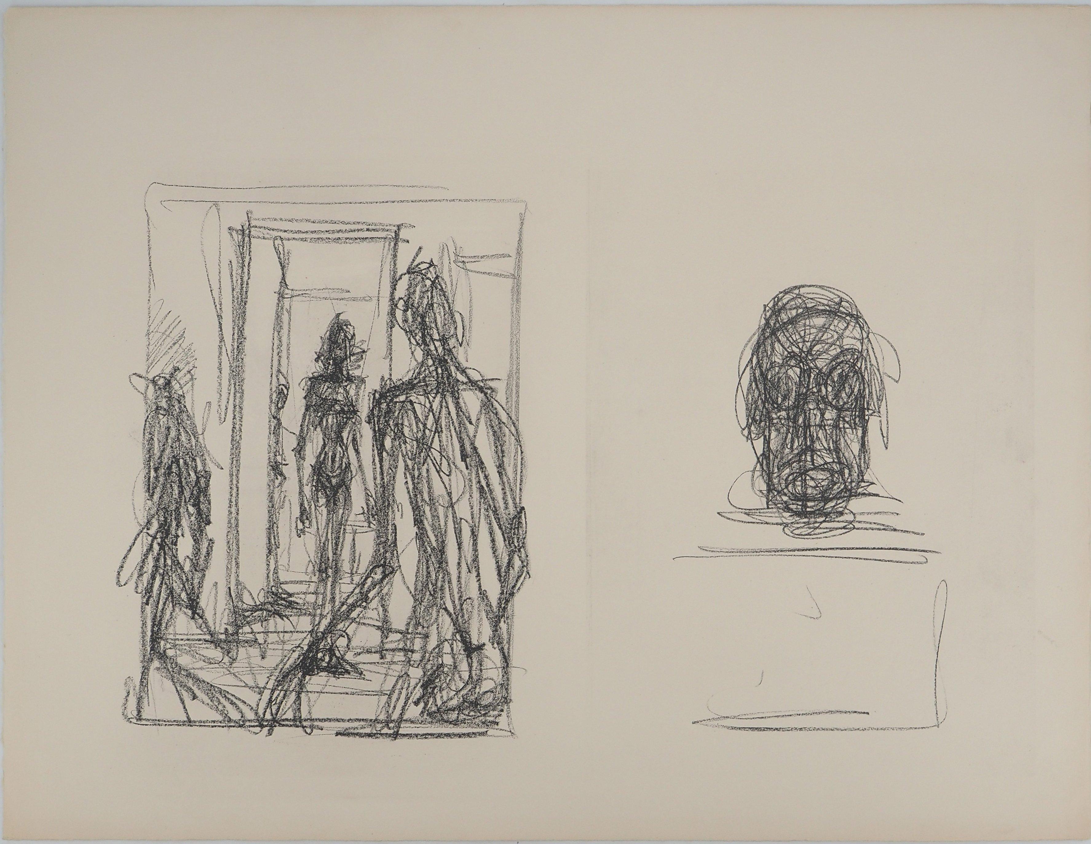 Annette Standing in the Studio - Original Lithograph on Arches Vellum - Print by Alberto Giacometti