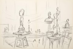 Künstleratelier, Expressionistische Lithographie von Alberto Giacometti