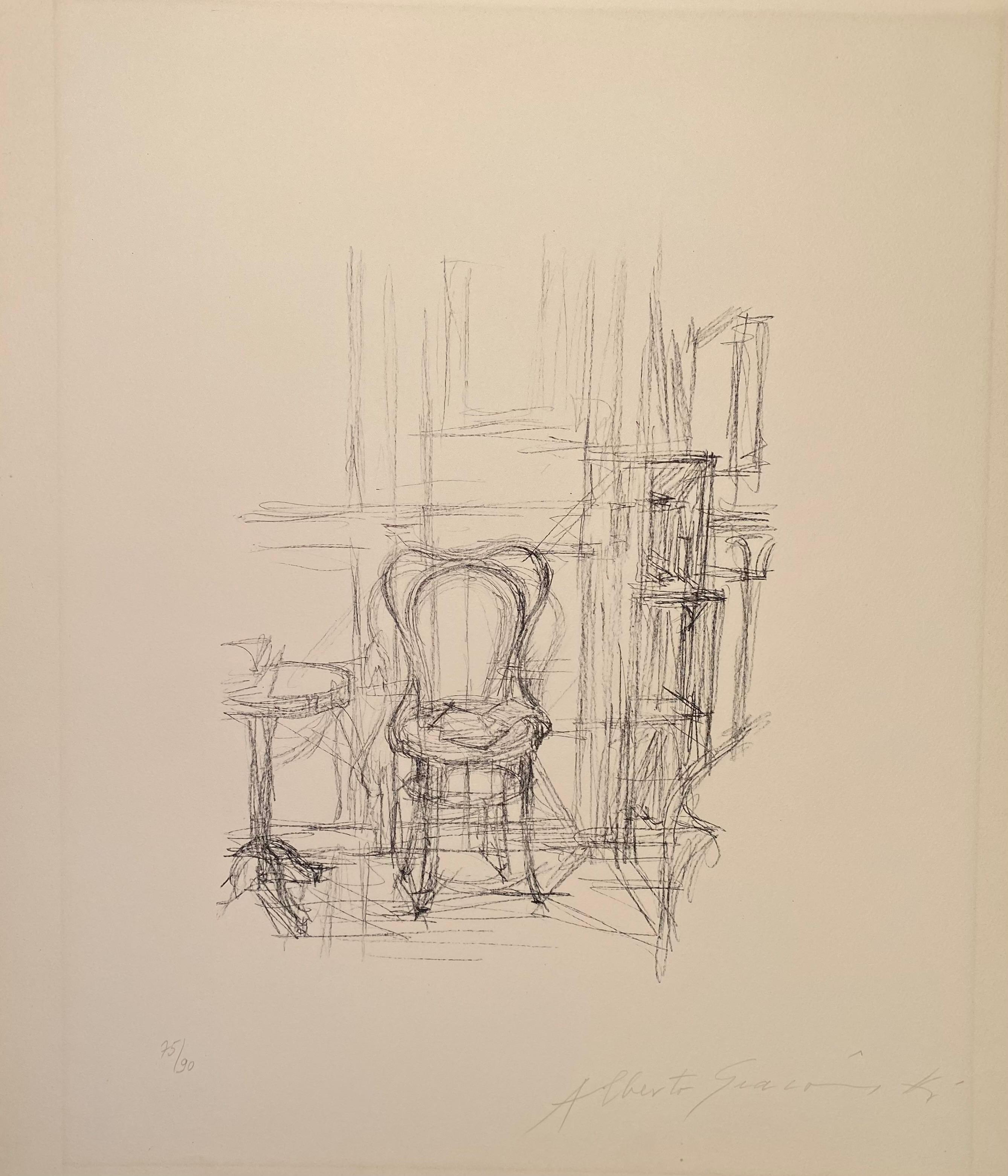 Chaise et Guéridon - Print by Alberto Giacometti