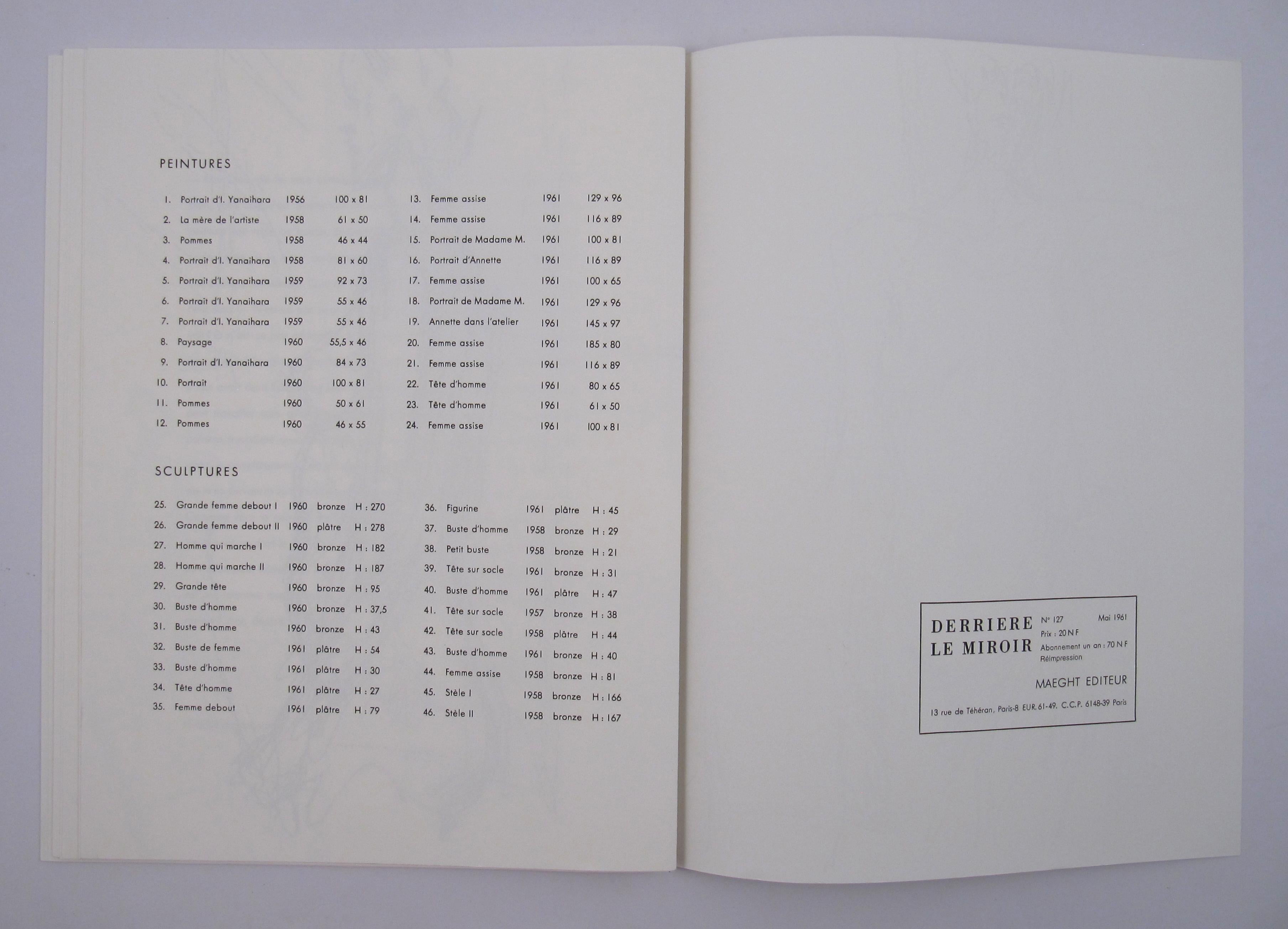 Derrière le Miroir 127 - Folio de 14 lithographies originales d'Alberto Giacometti 17