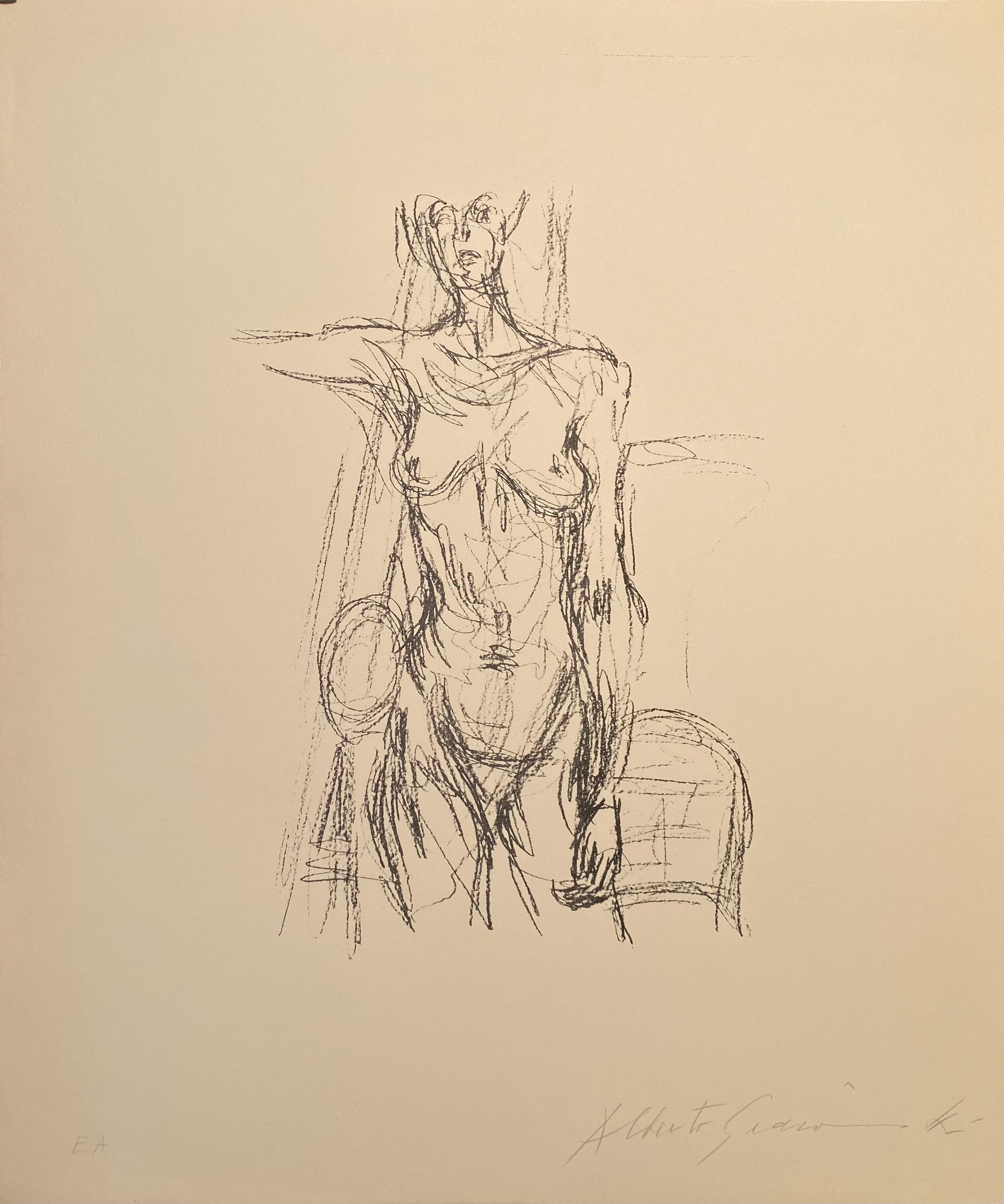 Femme Nue Debout avec le bras drout levé - signed - Print by Alberto Giacometti