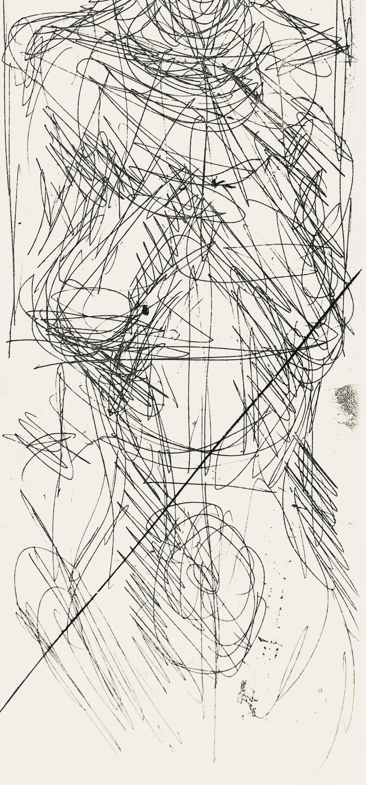 Giacometti, Annette de face, Derrière le miroir (after) - Black Abstract Print by Alberto Giacometti
