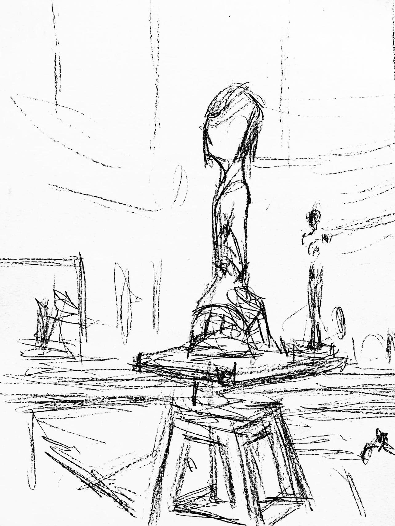Giacometti, Composizione, Derrière le miroir (dopo) - Print di Alberto Giacometti