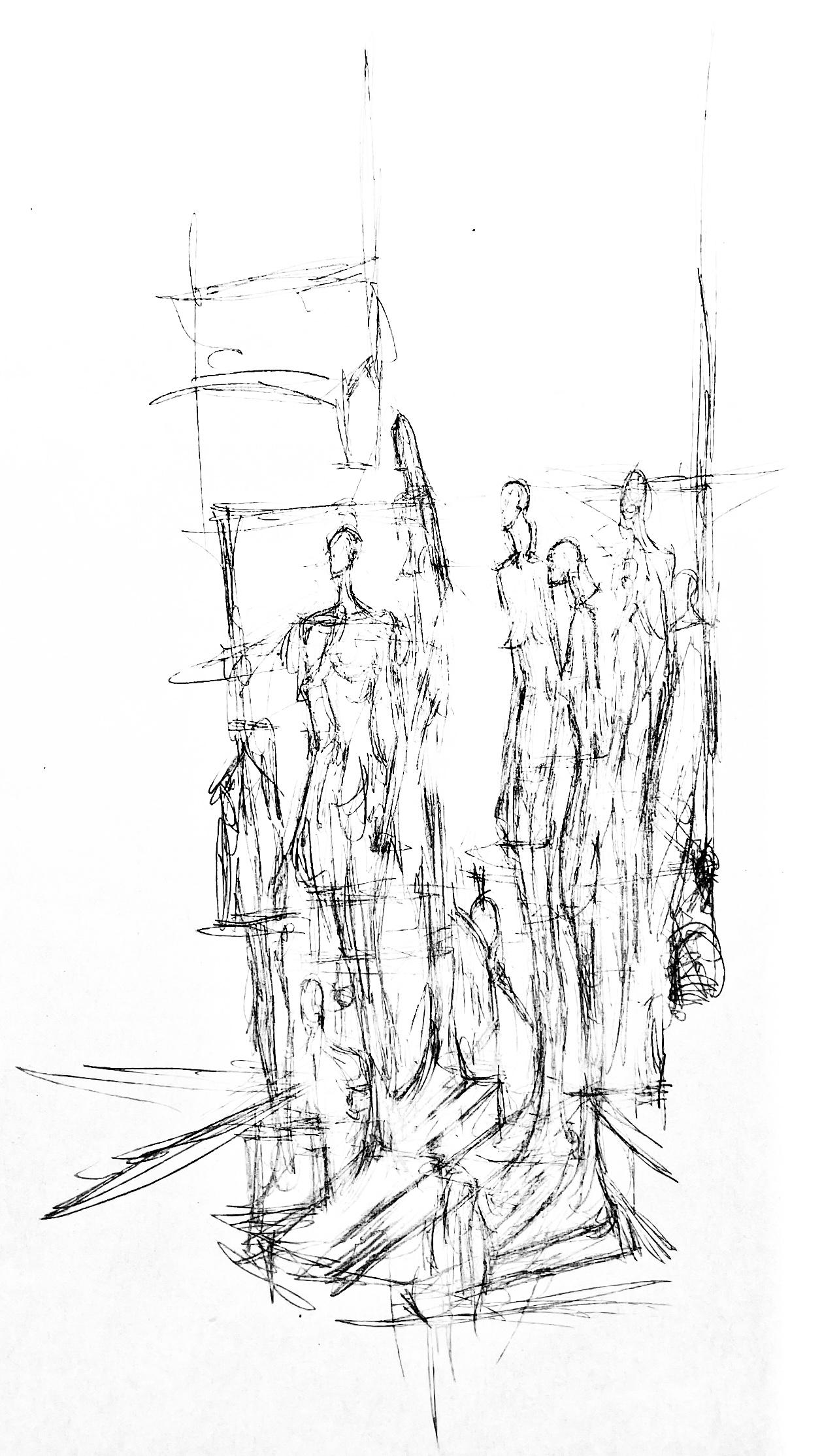 Giacometti, Composition, Derrière le miroir (d'après) - Print de Alberto Giacometti