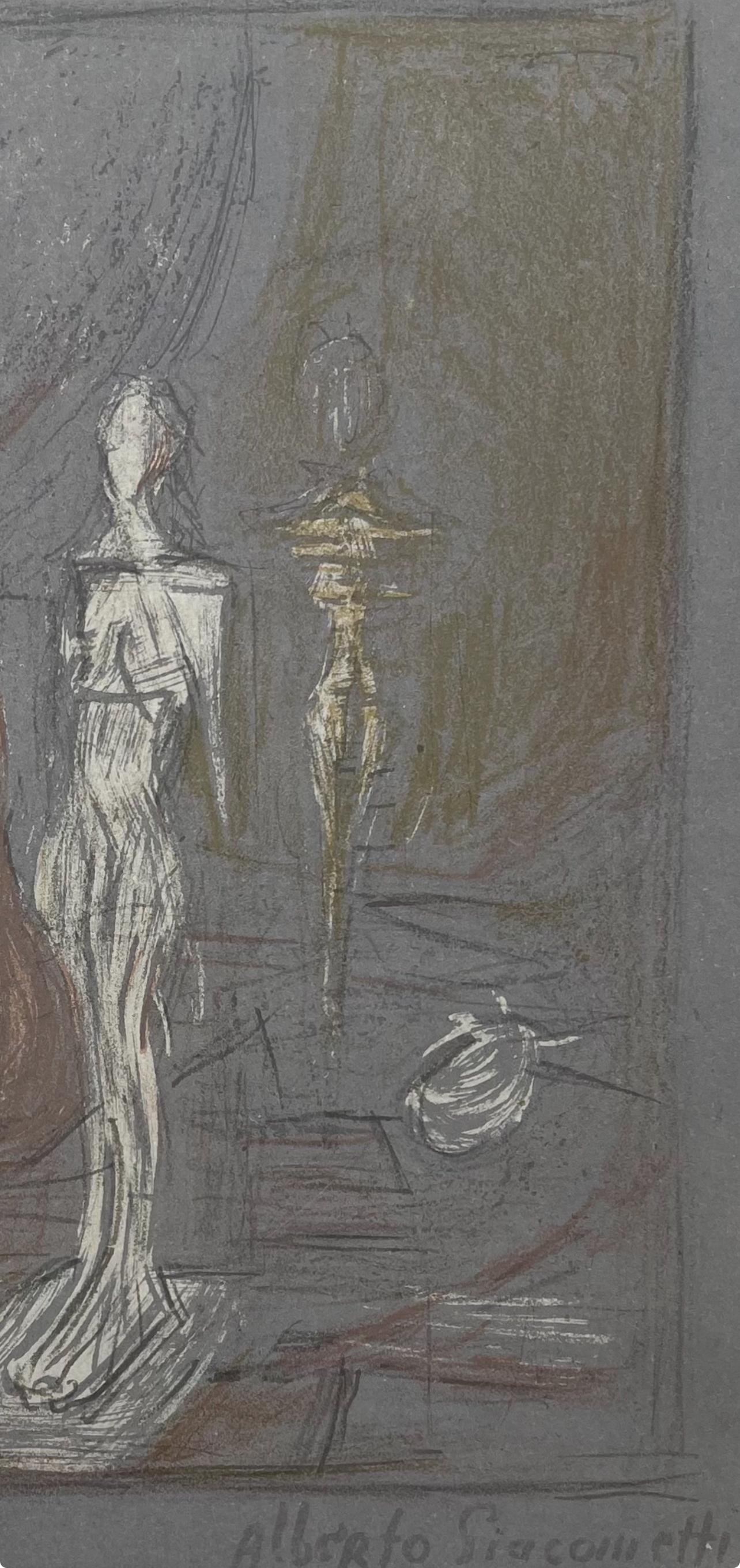 Giacometti, Composition, Derrière le miroir (after) - Modern Print by Alberto Giacometti