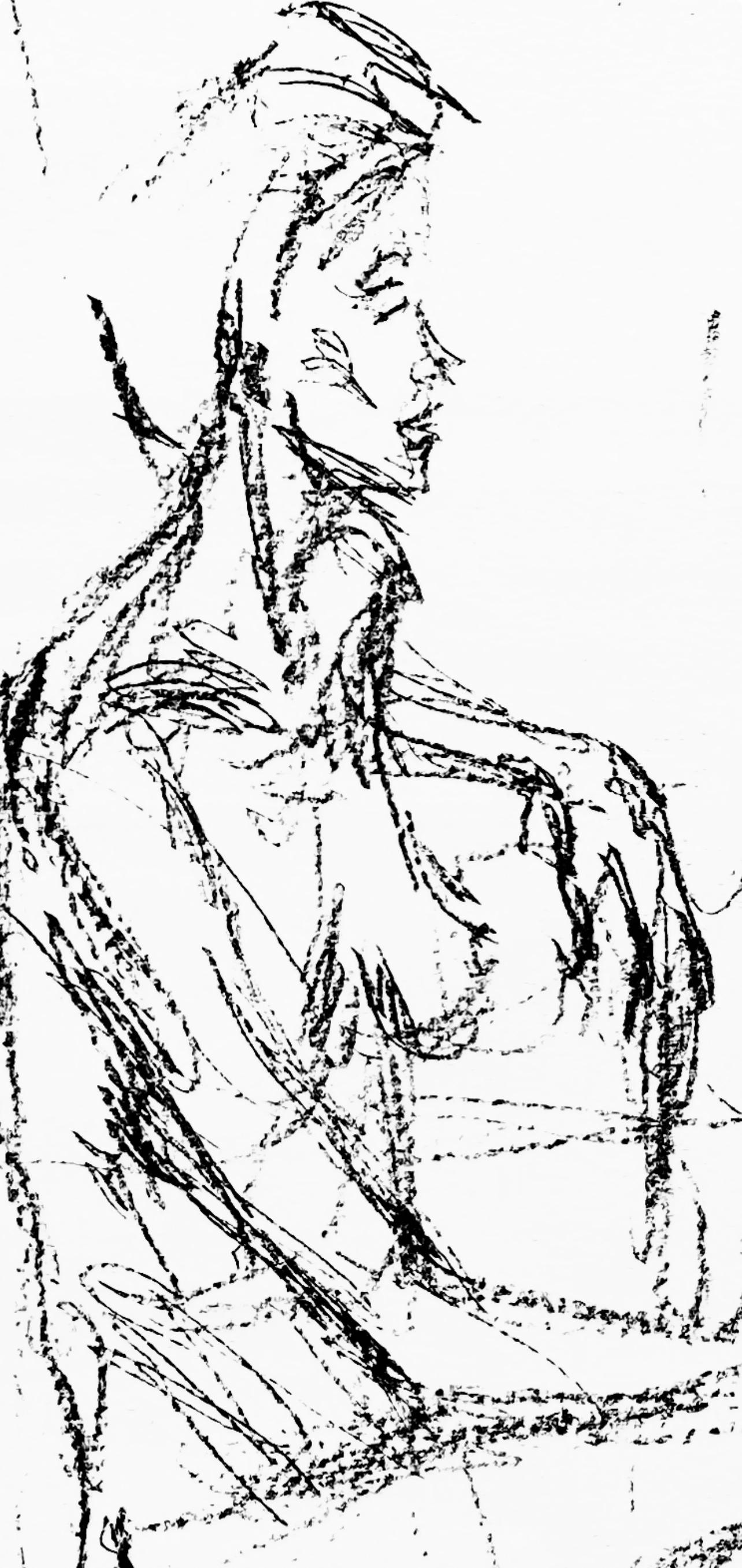 Giacometti, Komposition, Derrière le miroir (nach) (Grau), Figurative Print, von Alberto Giacometti