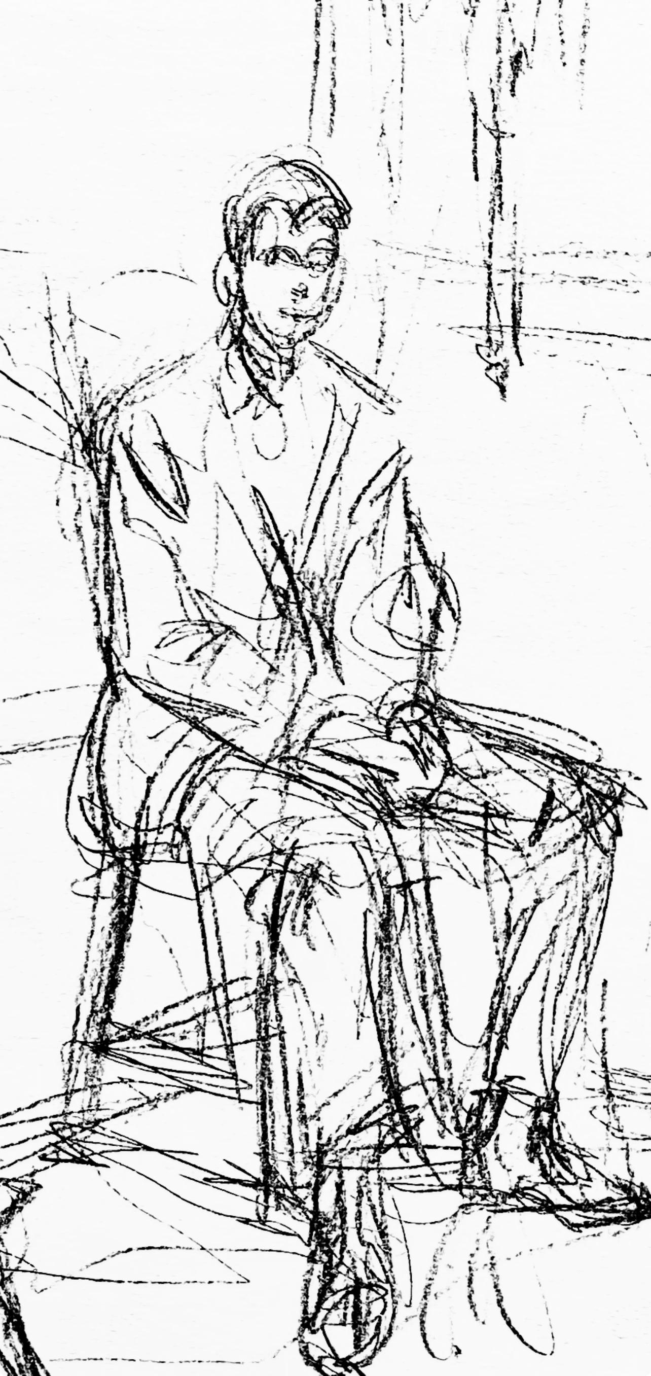 Giacometti, Komposition, Derrière le miroir (nach) (Grau), Abstract Print, von Alberto Giacometti