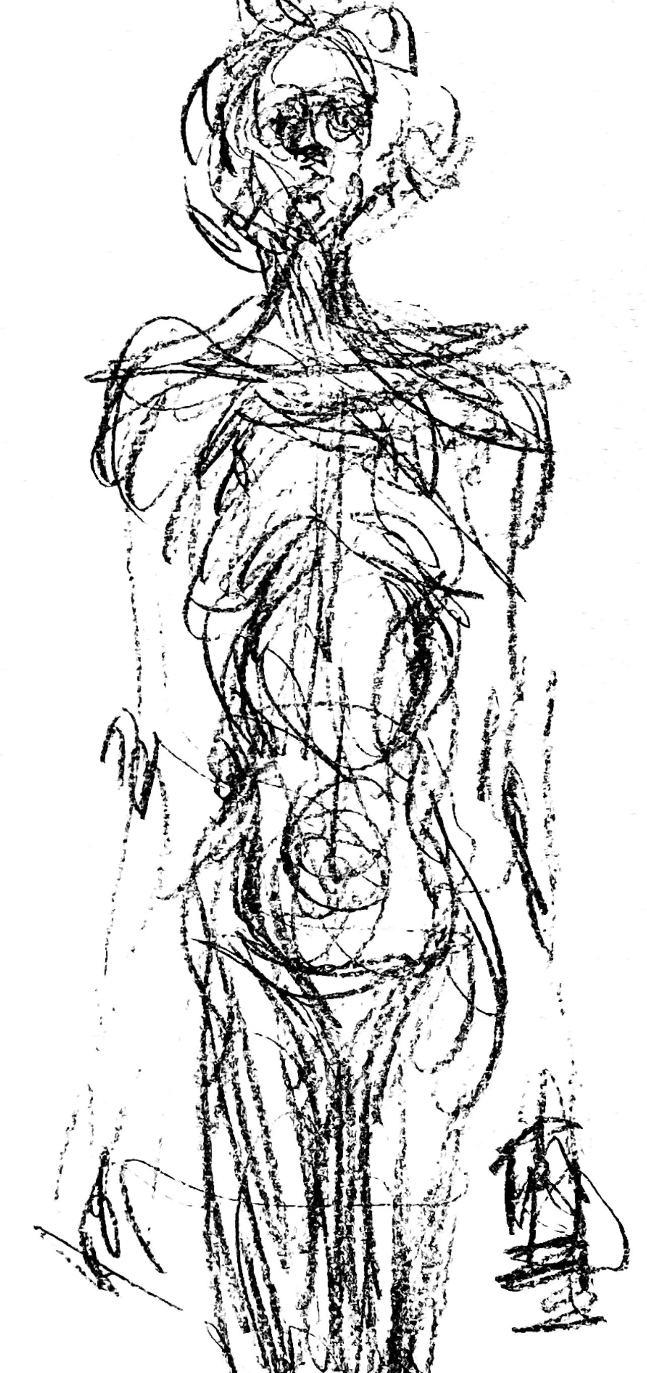 Giacometti, Composition, Derrière le miroir (d'après) - Gris Abstract Print par Alberto Giacometti