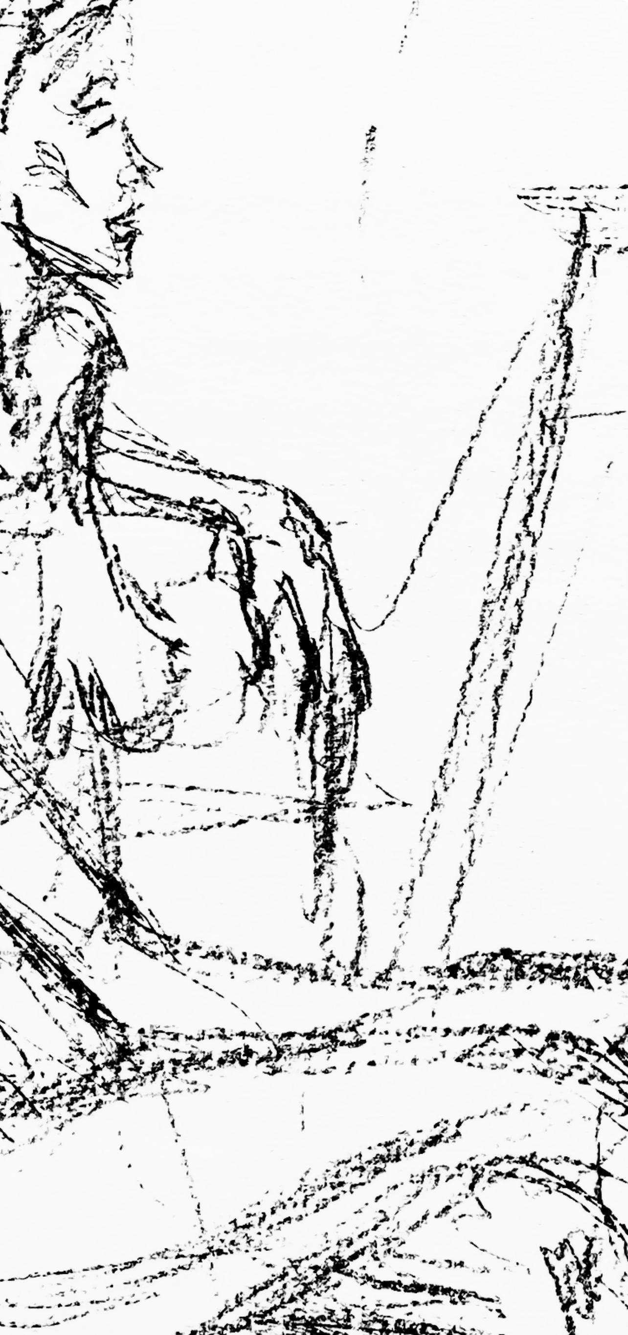 Giacometti, Komposition, Derrière le miroir (nach) (Grau), Figurative Print, von Alberto Giacometti