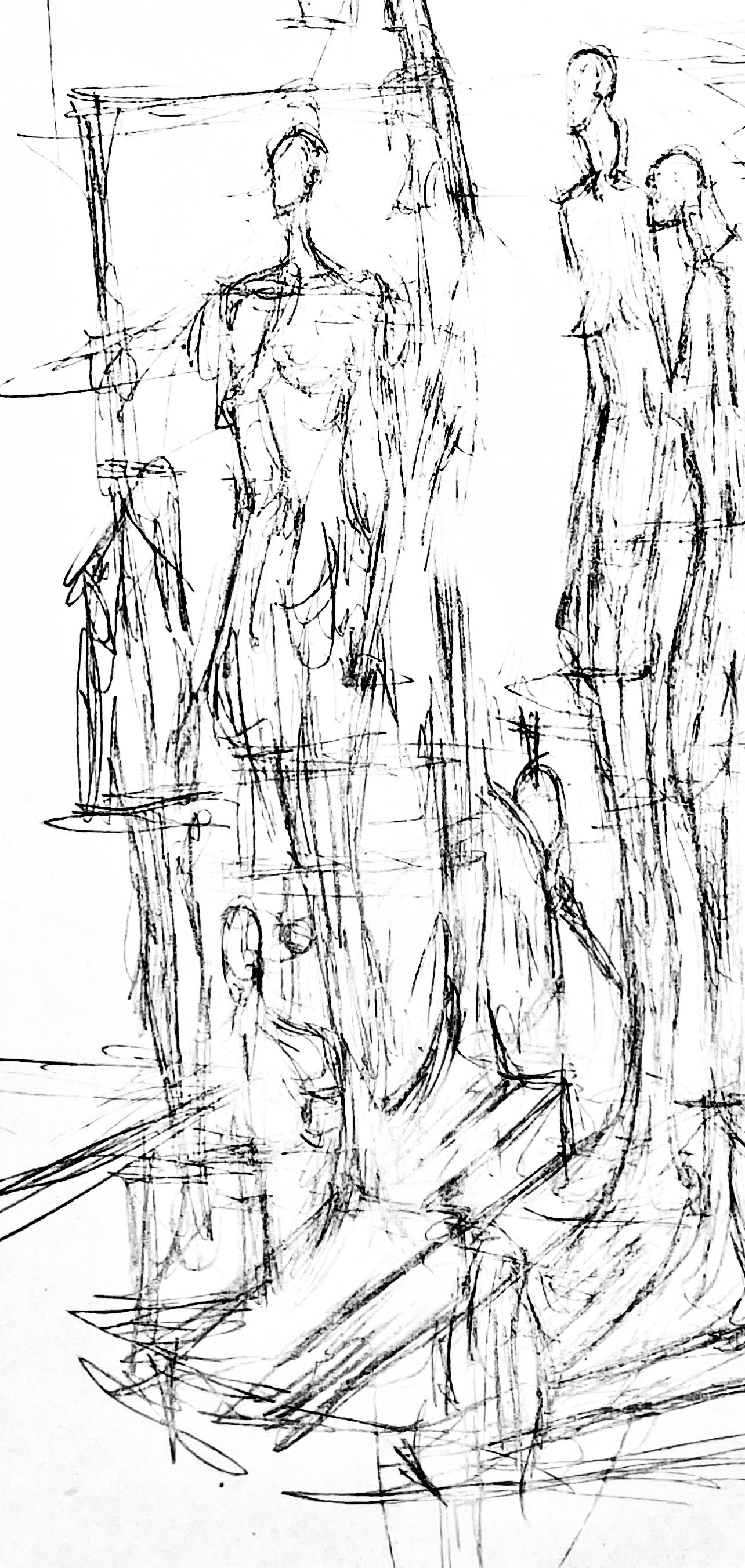 Giacometti, Composition, Derrière le miroir (d'après) - Gris Figurative Print par Alberto Giacometti